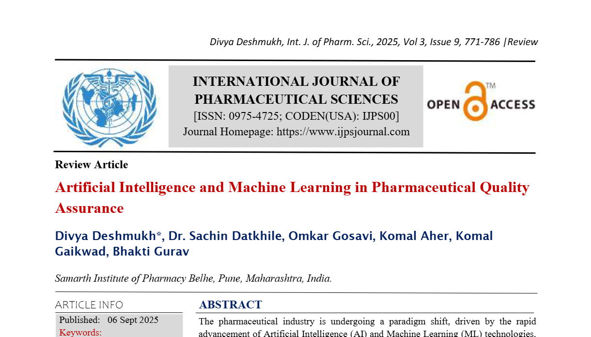 Artificial Intelligence and Machine Learning in Pharmaceutical Quality Assurance