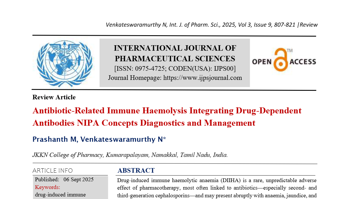 Antibiotic-Related Immune Haemolysis Integrating Drug-Dependent Antibodies NIPA Concepts Diagnostics and Management