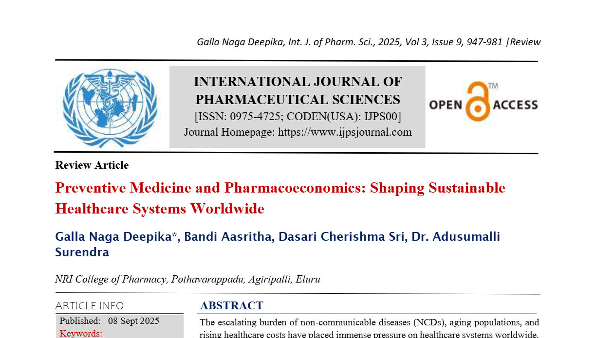 Preventive Medicine and Pharmacoeconomics: Shaping Sustainable Healthcare Systems Worldwide