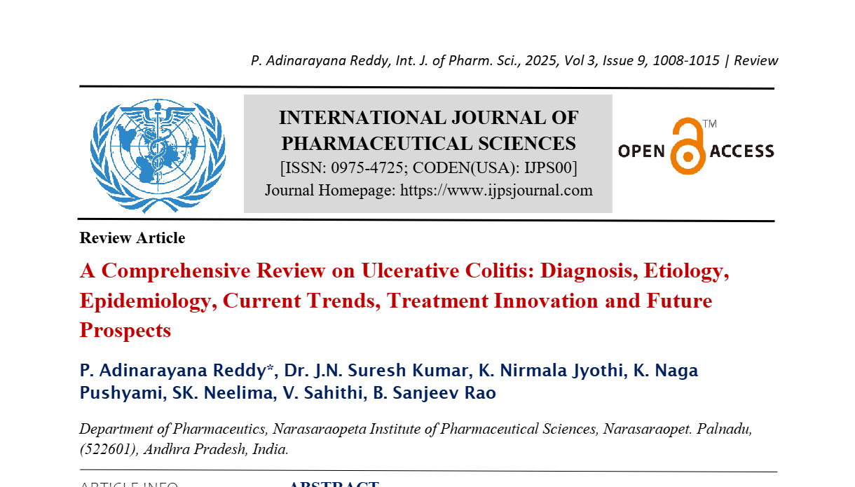 A Comprehensive Review on Ulcerative Colitis: Diagnosis, Etiology, Epidemiology, Current Trends, Treatment Innovation and Future Prospects