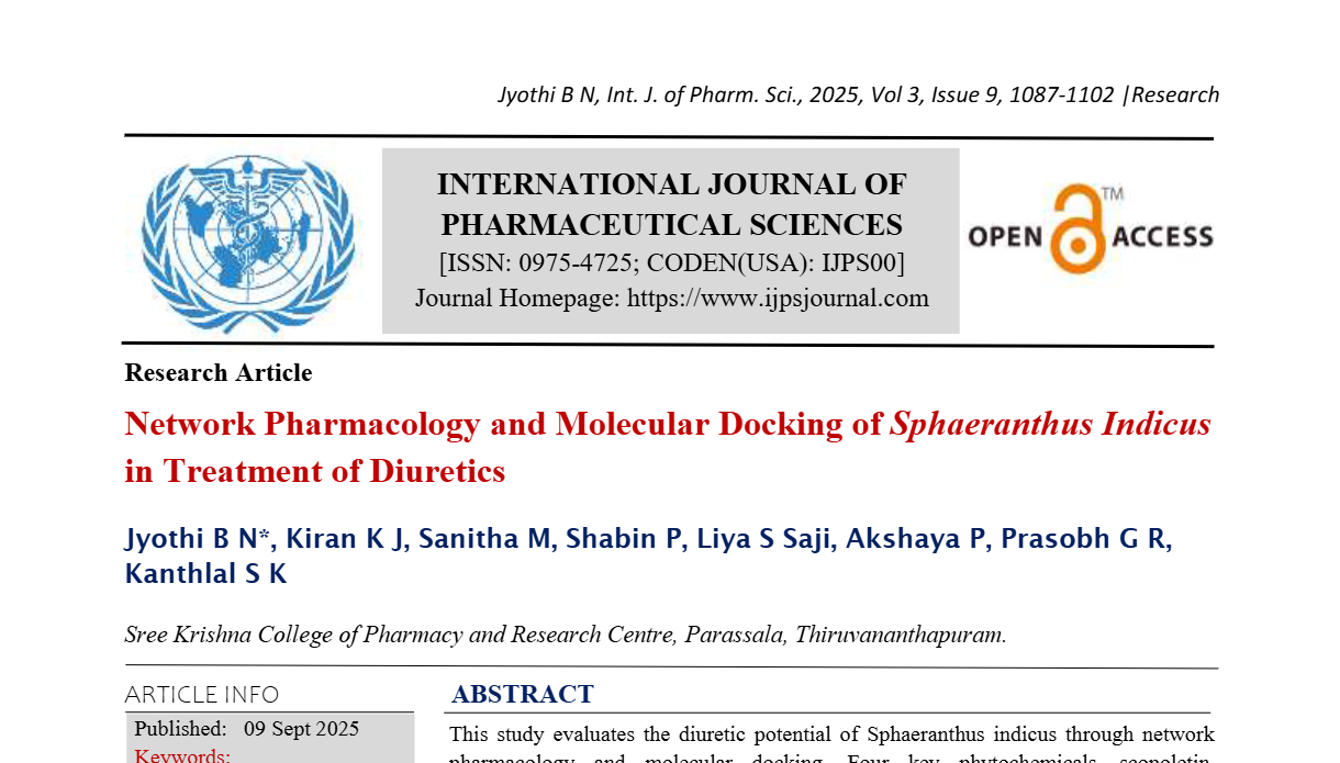 Network Pharmacology and Molecular Docking of Sphaeranthus Indicus in Treatment of Diuretics