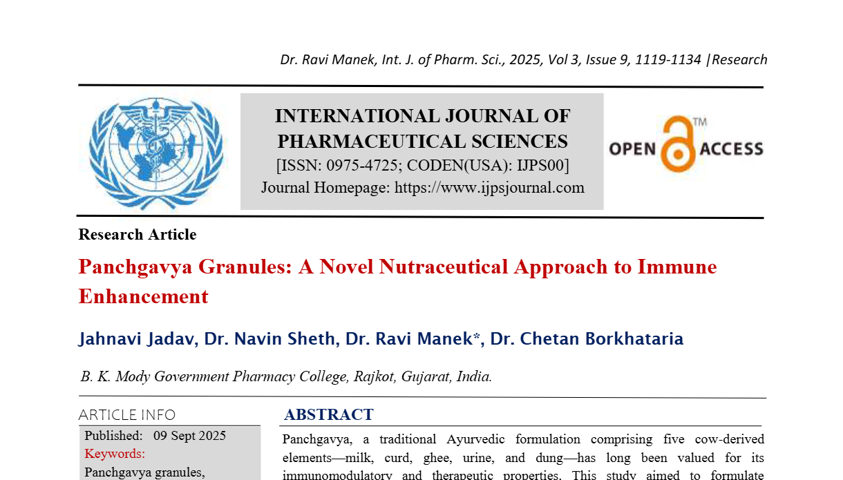 Panchgavya Granules: A Novel Nutraceutical Approach to Immune Enhancement