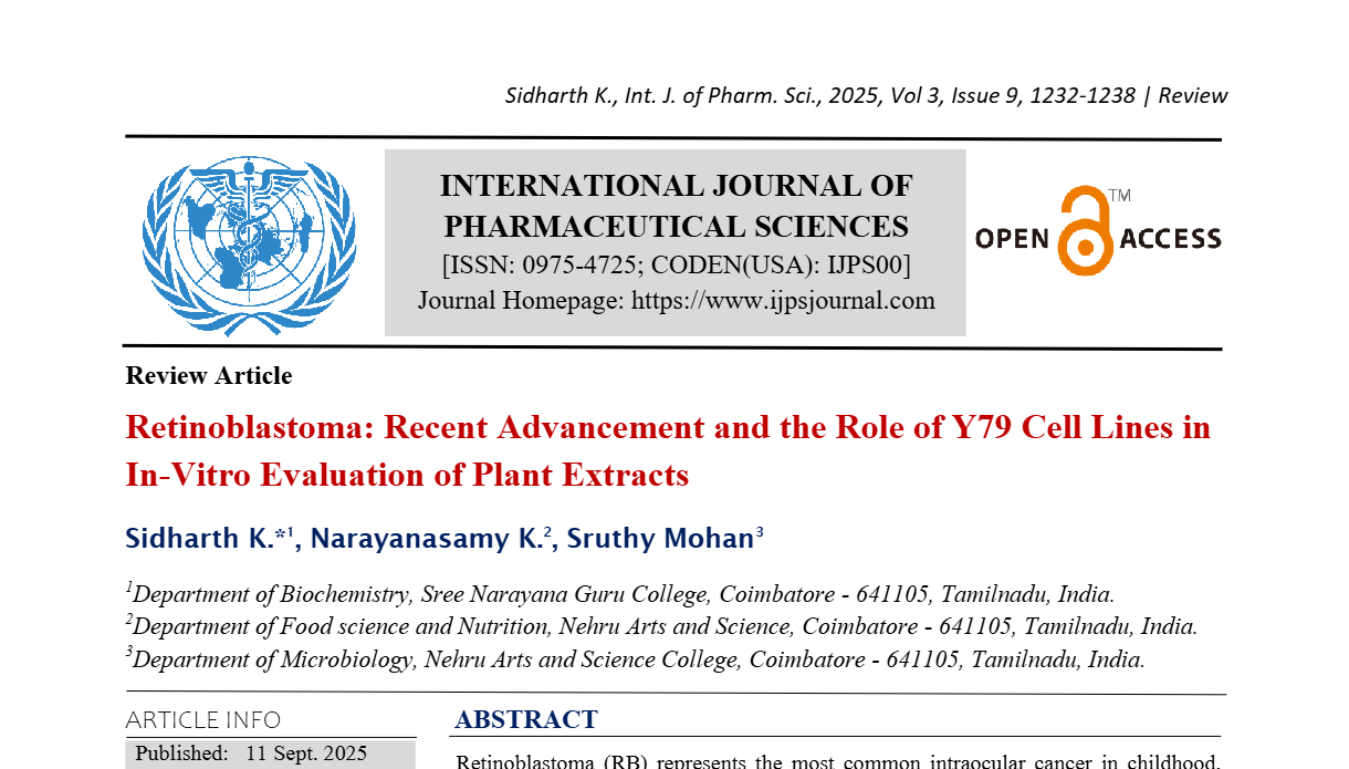 Retinoblastoma: Recent Advancement and the Role of Y79 Cell Lines in In-Vitro Evaluation of Plant Extracts