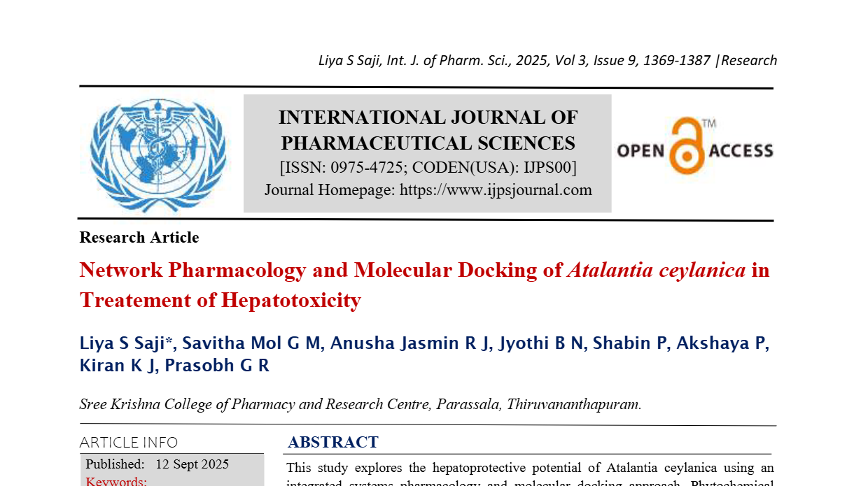 Network Pharmacology and Molecular Docking of Atalantia ceylanica in Treatement of Hepatotoxicity