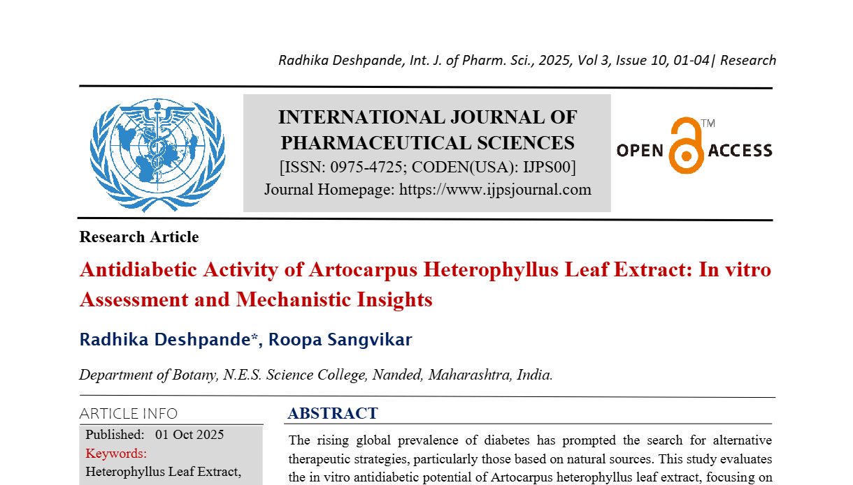  Antidiabetic Activity of Artocarpus Heterophyllus Leaf Extract: In vitro Assessment and Mechanistic Insights
