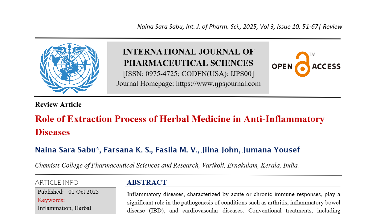 Role of Extraction Process of Herbal Medicine in Anti-Inflammatory Diseases