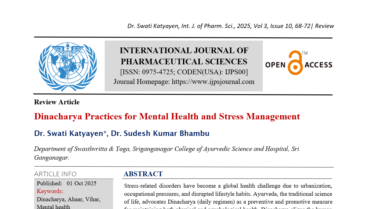 Dinacharya Practices for Mental Health and Stress Management