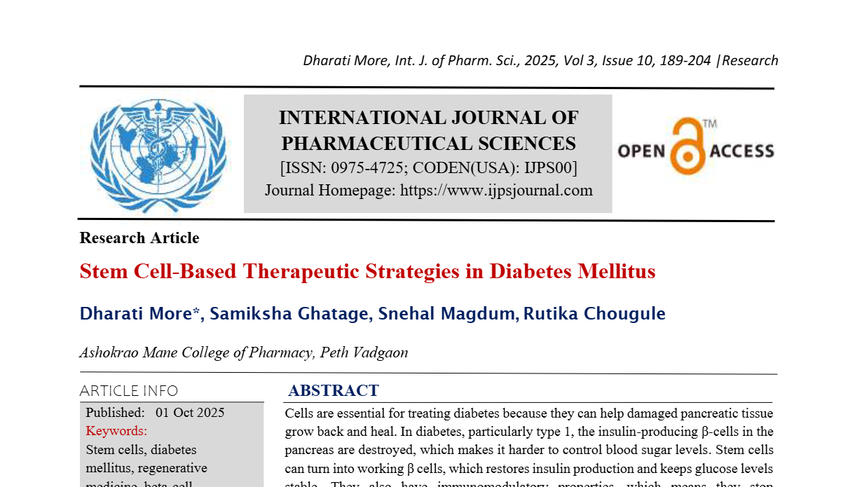 Stem Cell-Based Therapeutic Strategies in Diabetes Mellitus