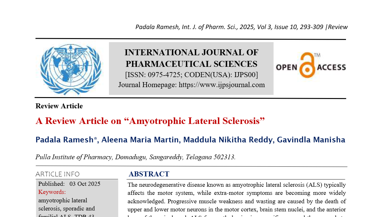 A Review Article on Amyotrophic Lateral Sclerosis