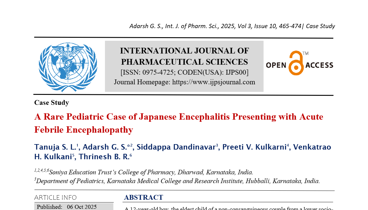 A Rare Pediatric Case of Japanese Encephalitis Presenting with Acute ...
