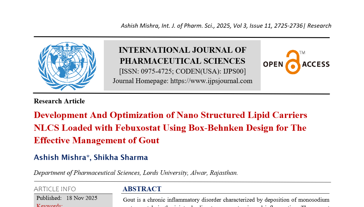 Development And Optimization of Nano Structured Lipid Carriers NLCS ...