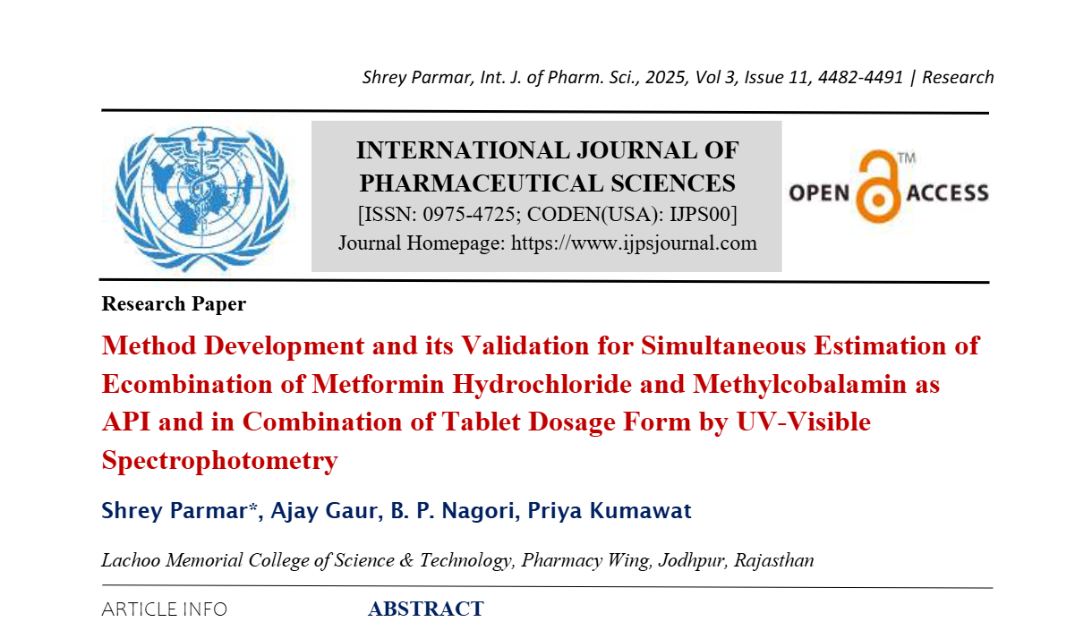 Method Development and its Validation for Simultaneous Estimation of ...