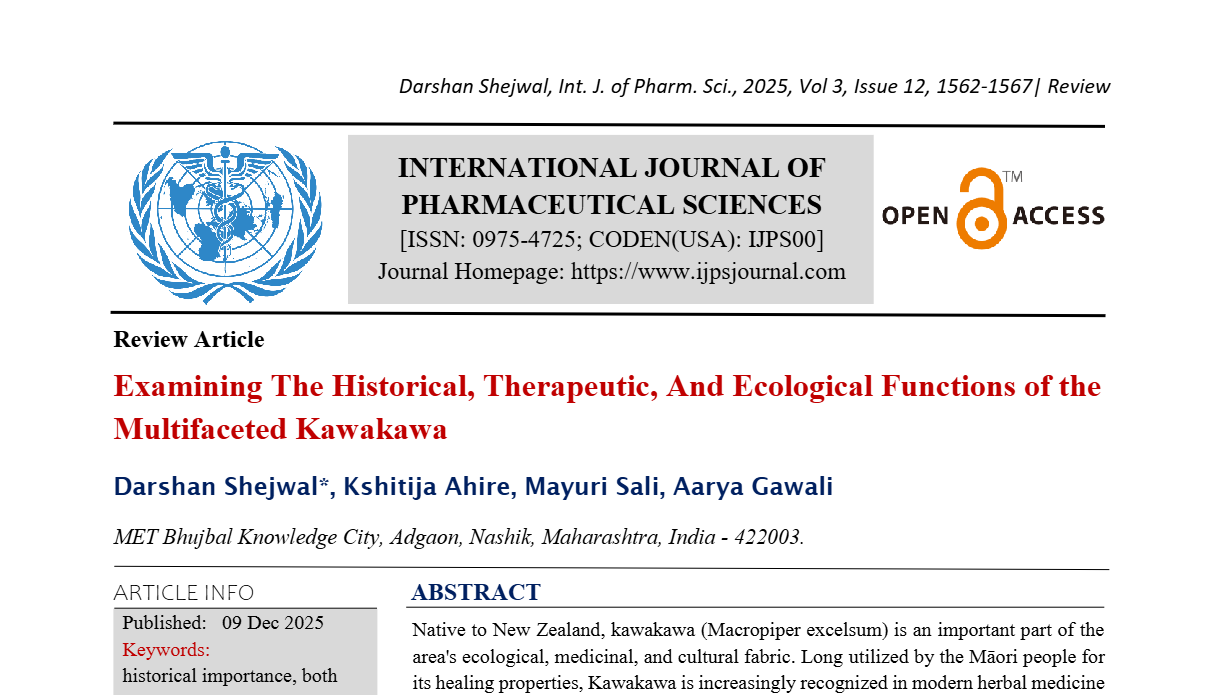 Examining The Historical, Therapeutic, And Ecological Functions of the Multifaceted Kawakawa