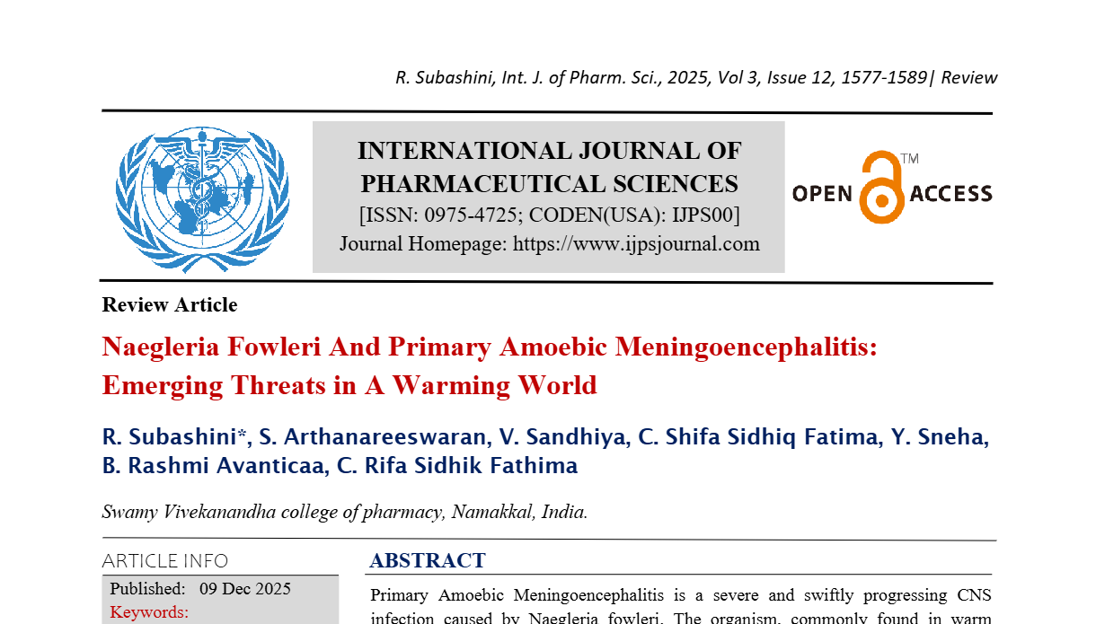 Naegleria Fowleri And Primary Amoebic Meningoencephalitis: Emerging Threats in A Warming World