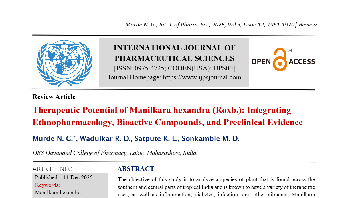 Therapeutic Potential of Manilkara hexandra (Roxb.): Integrating Ethnopharmacology, Bioactive Compounds, and Preclinical Evidence