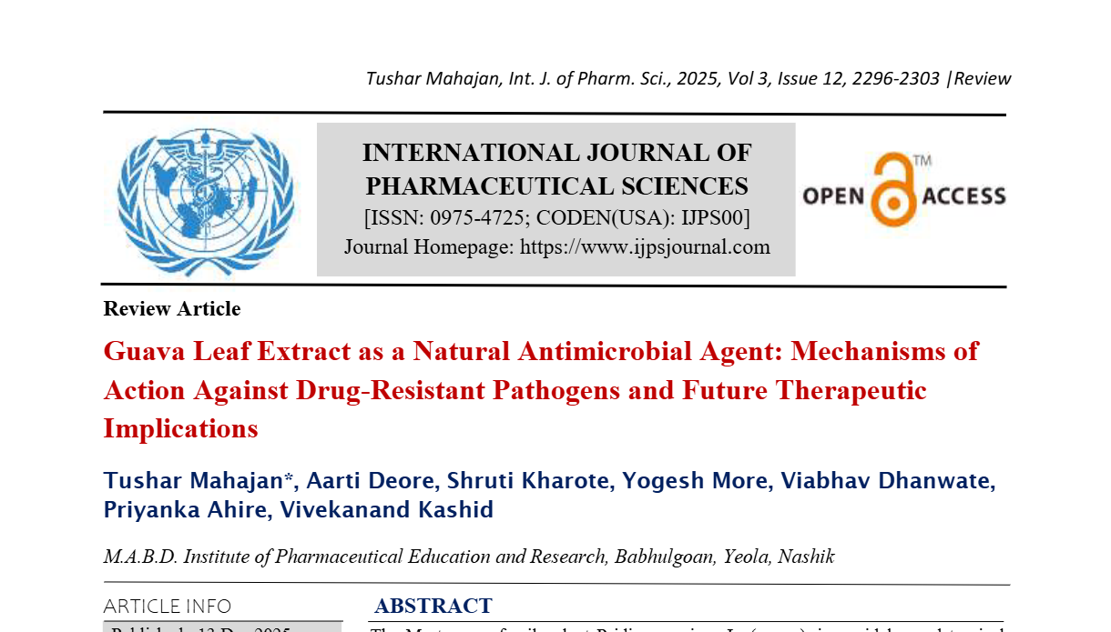 Guava Leaf Extract as a Natural Antimicrobial Agent: Mechanisms of Action Against Drug-Resistant Pathogens and Future Therapeutic Implications
