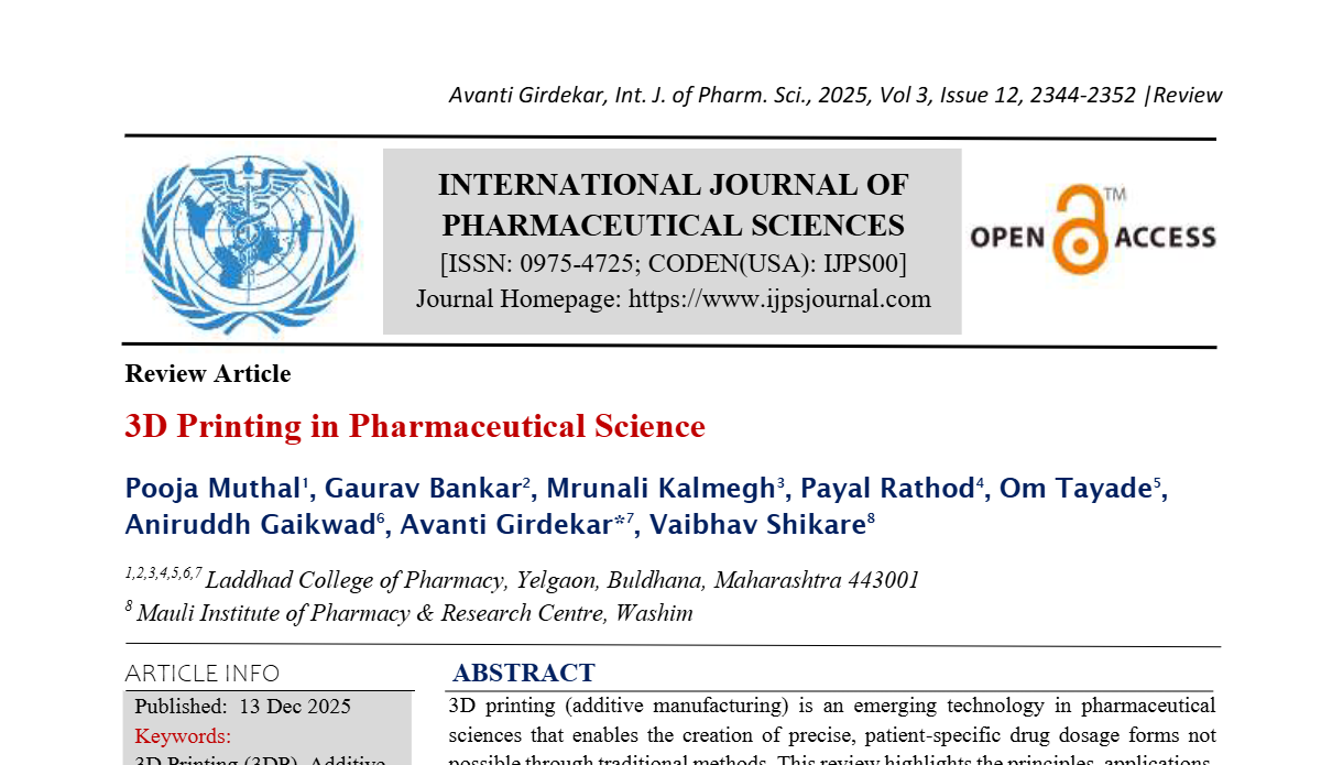 3D Printing in Pharmaceutical Science