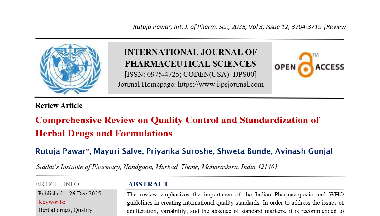 Comprehensive Review on Quality Control and Standardization of Herbal ...