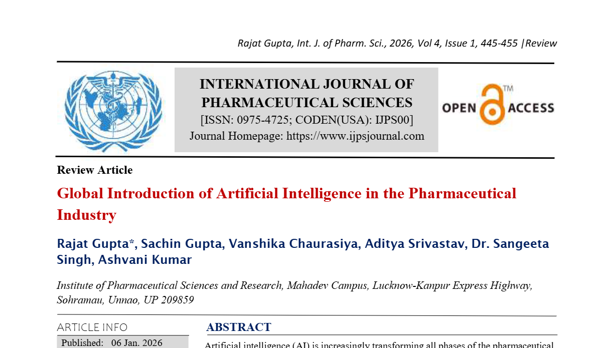 Global Introduction of Artificial Intelligence in the Pharmaceutical Industry 