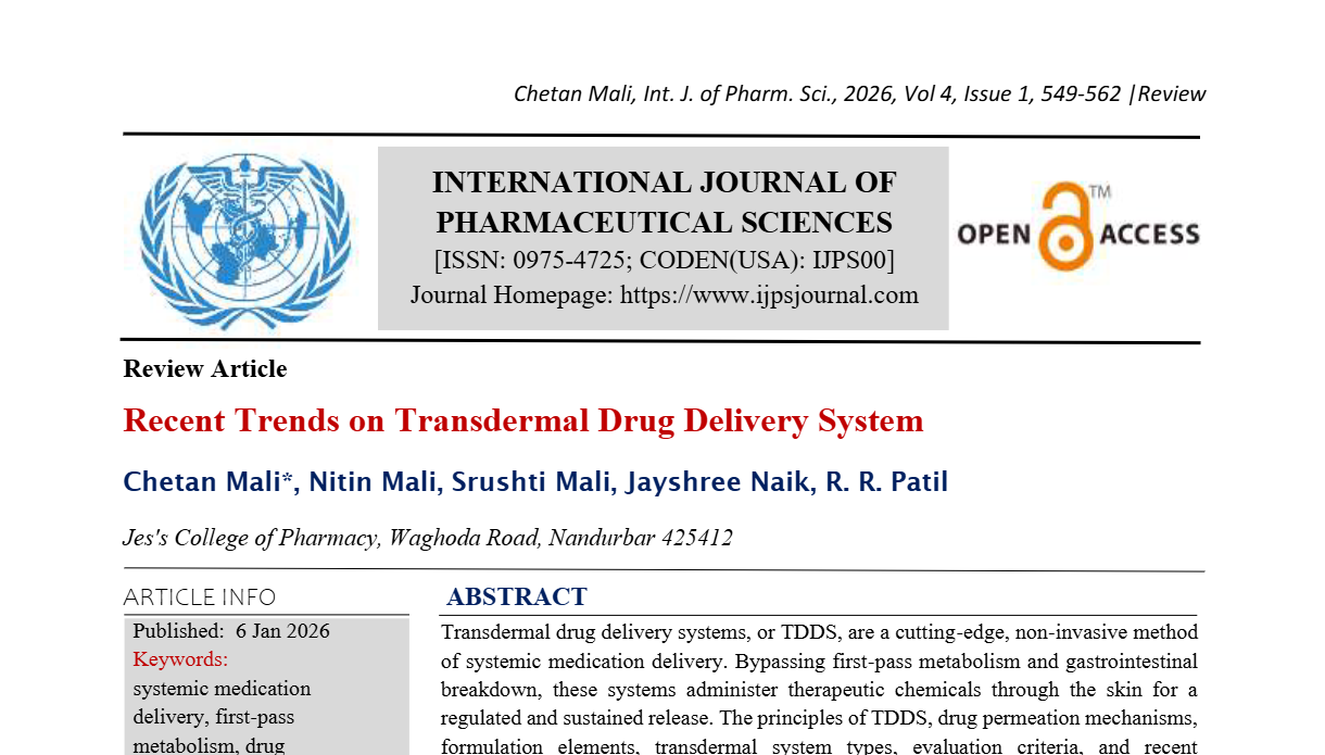 Recent Trends on Transdermal Drug Delivery System