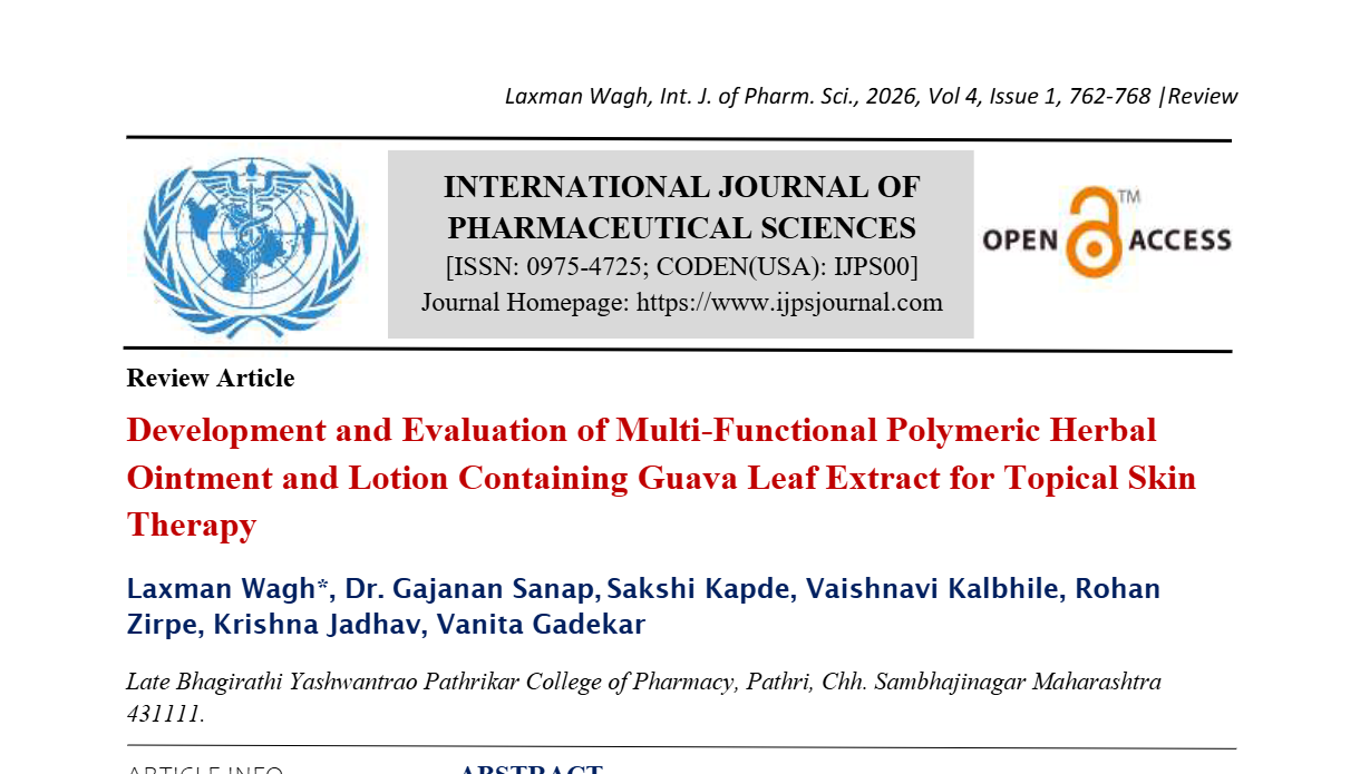 Development and Evaluation of Multi-Functional Polymeric Herbal Ointment and Lotion Containing Guava Leaf Extract for Topical Skin Therapy