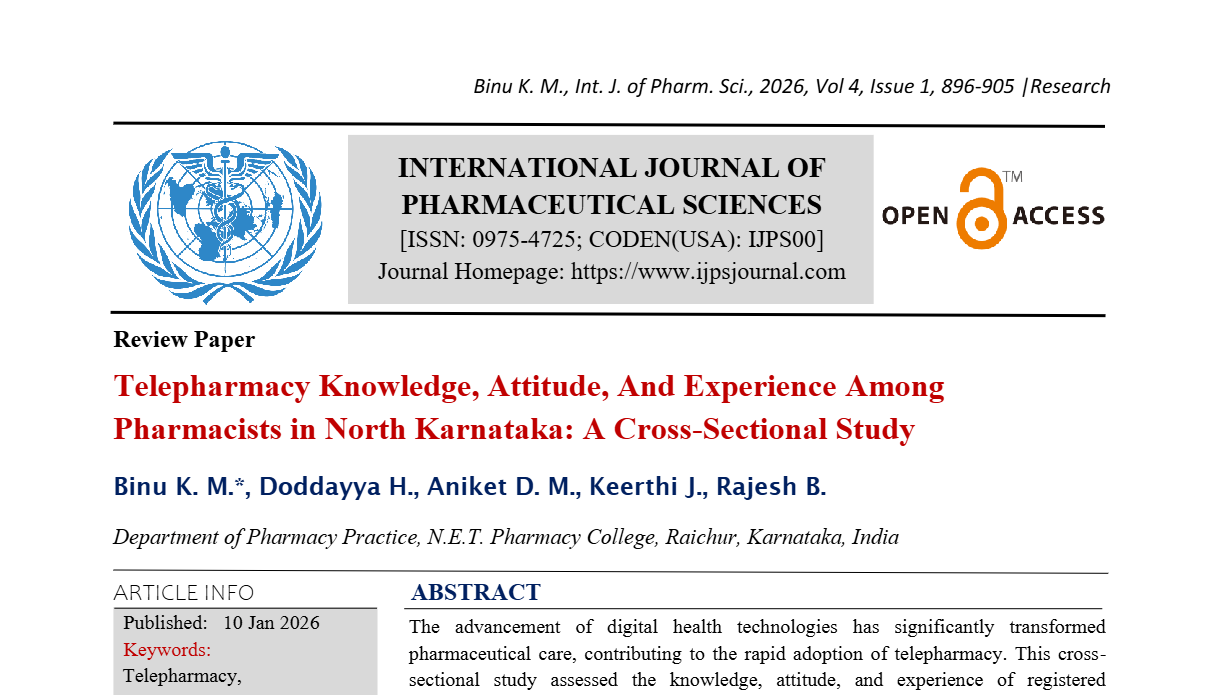 Telepharmacy Knowledge, Attitude, And Experience Among Pharmacists in North Karnataka: A Cross-Sectional Study