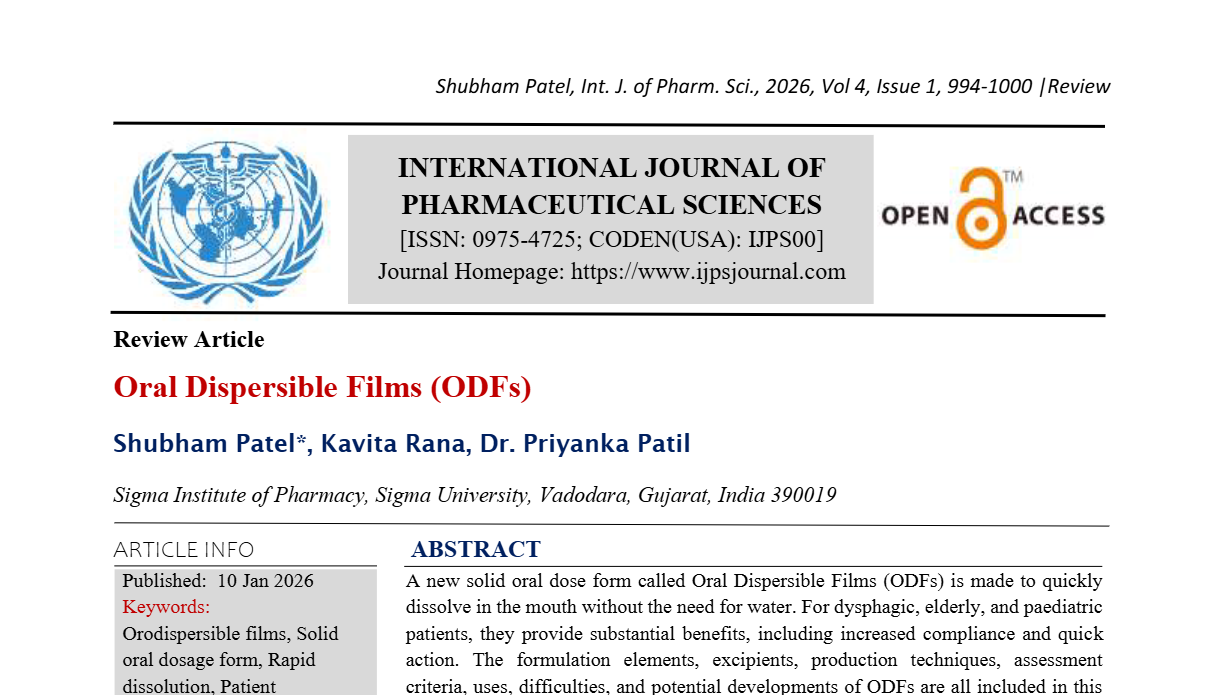 Oral Dispersible Films (ODFs)