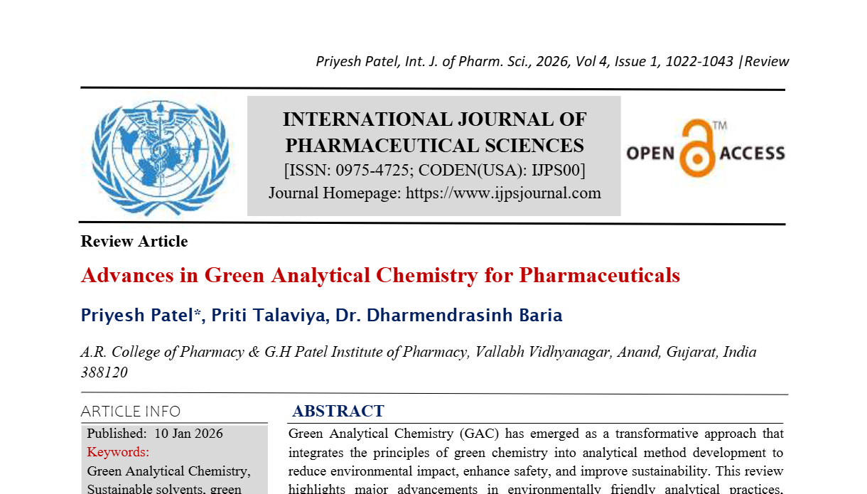 Advances in Green Analytical Chemistry for Pharmaceuticals