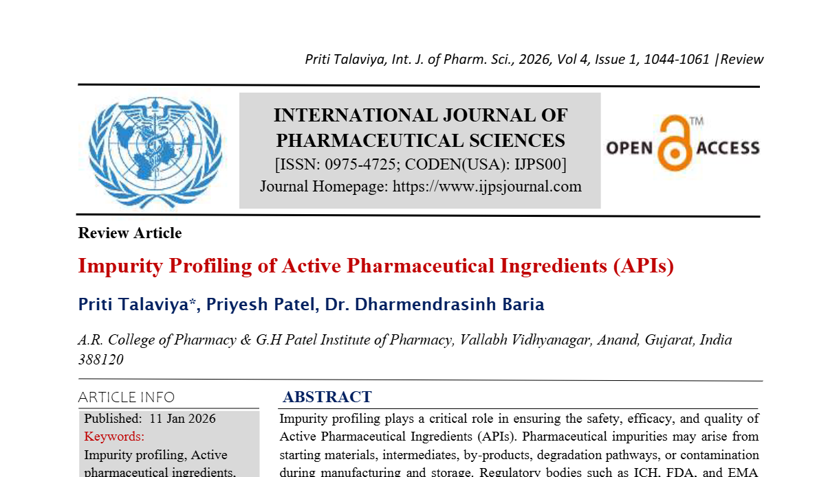 Impurity Profiling of Active Pharmaceutical Ingredients (APIs)