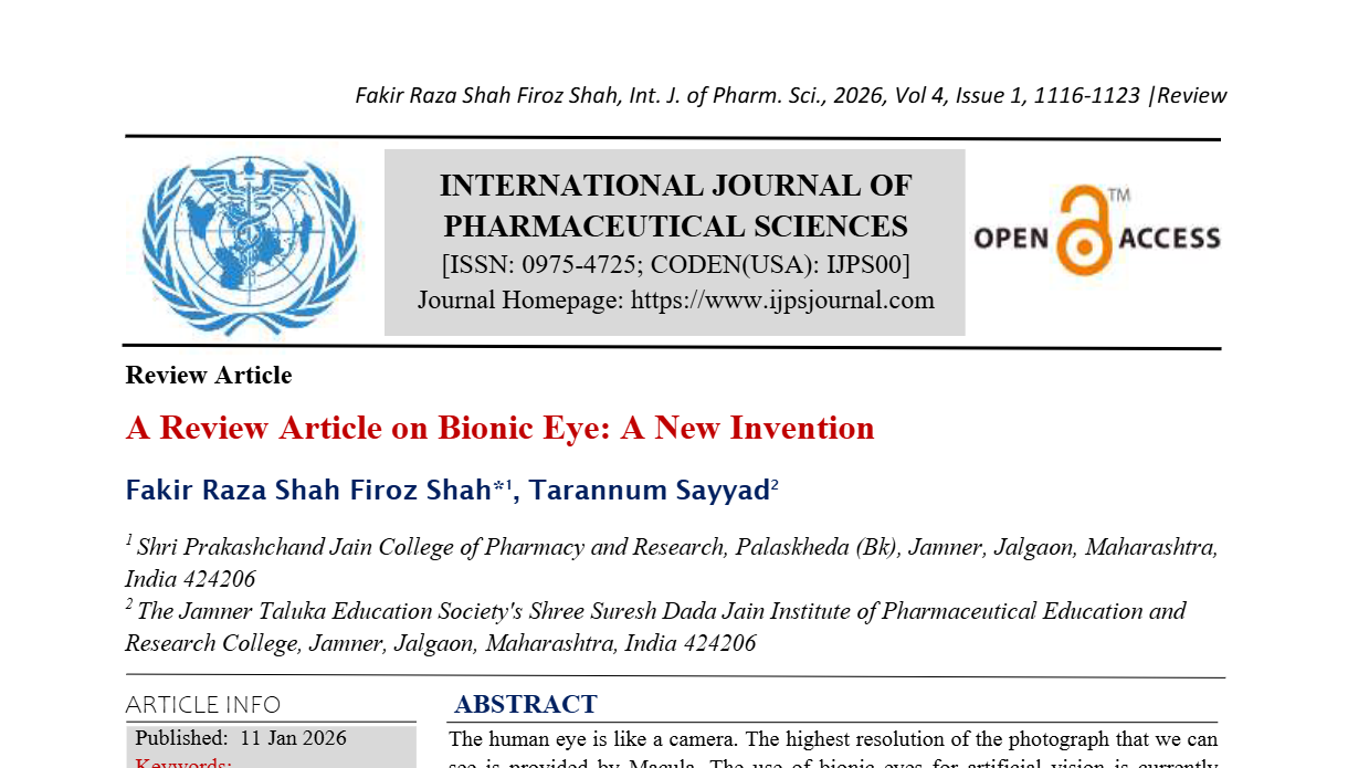 A Review Article on Bionic Eye: A New Invention
