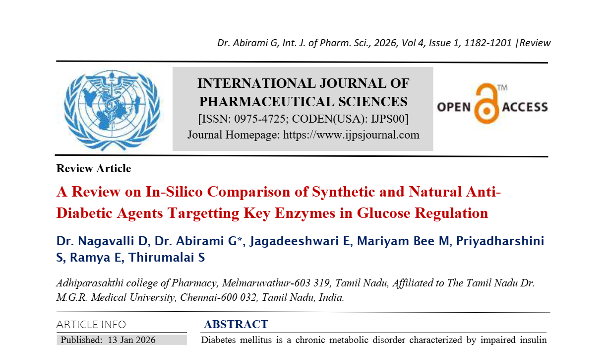 A Review on In-Silico Comparison of Synthetic and Natural Anti-Diabetic Agents Targetting Key Enzymes in Glucose Regulation