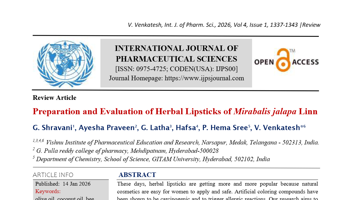Preparation and Evaluation of Herbal Lipsticks of Mirabalis jalapa Linn