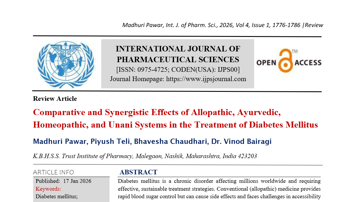 Comparative and Synergistic Effects of Allopathic, Ayurvedic, Homeopathic, and Unani Systems in the Treatment of Diabetes Mellitus
