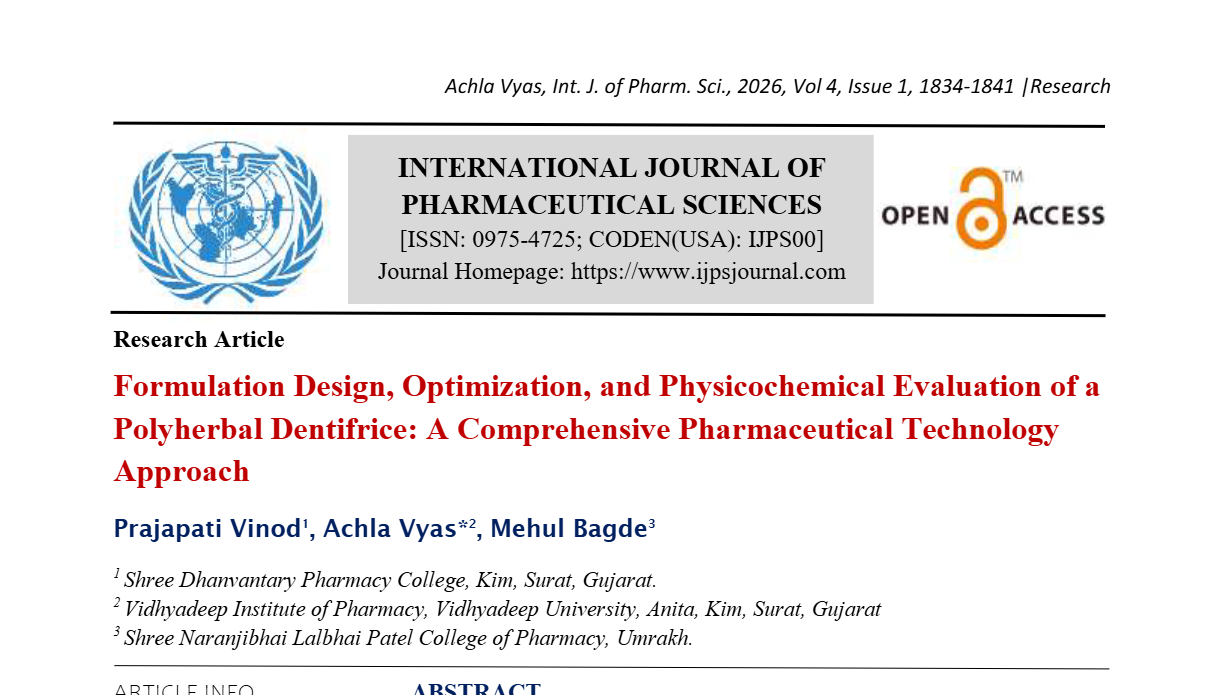 Formulation Design, Optimization, and Physicochemical Evaluation of a Polyherbal Dentifrice: A Comprehensive Pharmaceutical Technology Approach