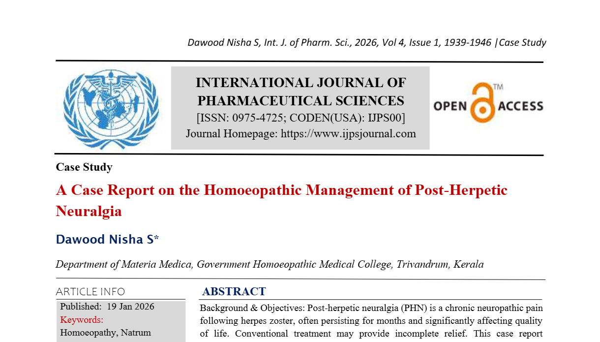 A Case Report on the Homoeopathic Management of Post-Herpetic Neuralgia