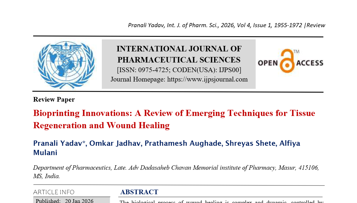 Bioprinting Innovations: A Review of Emerging Techniques for Tissue Regeneration and Wound Healing