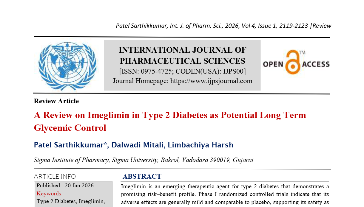 A Review on Imeglimin in Type 2 Diabetes as Potential Long Term Glycemic Control