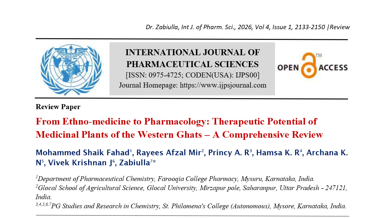 From Ethno-medicine to Pharmacology: Therapeutic Potential of Medicinal Plants of the Western Ghats – A Comprehensive Review