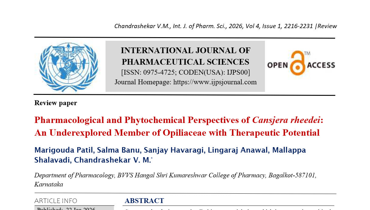 Pharmacological and Phytochemical Perspectives of Cansjera rheedei: An Underexplored Member of Opiliaceae with Therapeutic Potential