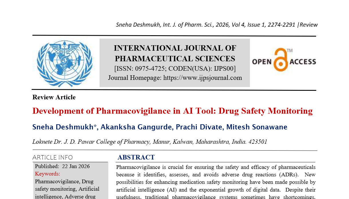 Development of Pharmacovigilance in AI Tool: Drug Safety Monitoring
