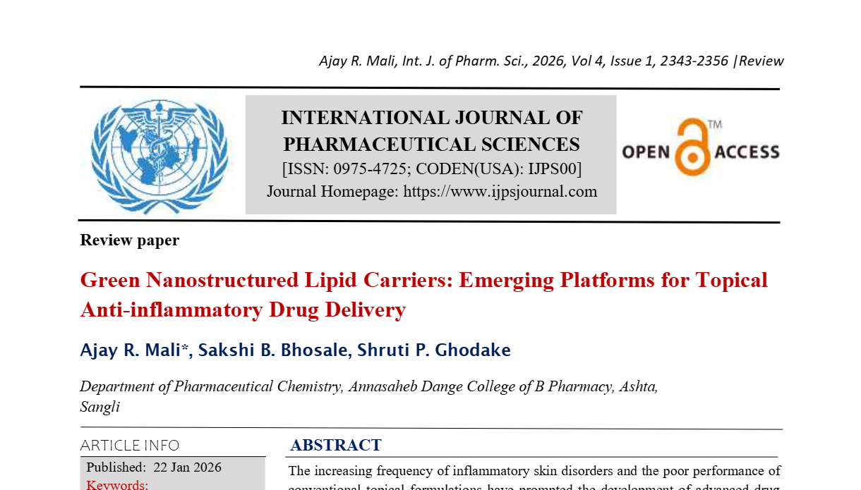 Green Nanostructured Lipid Carriers: Emerging Platforms for Topical Anti-inflammatory Drug Delivery