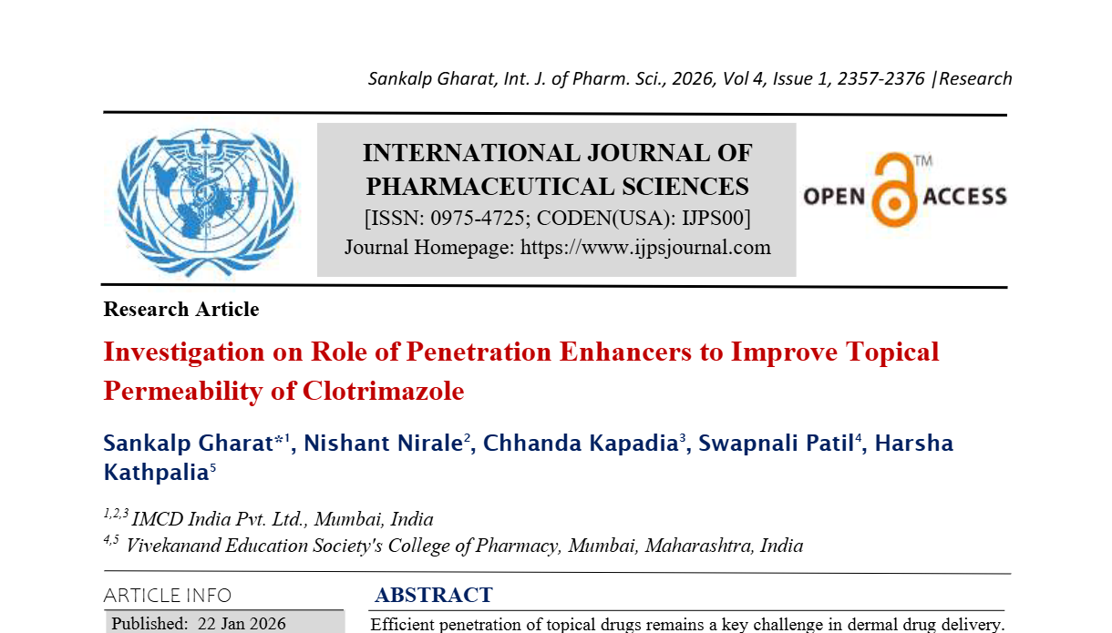 Investigation on Role of Penetration Enhancers to Improve Topical Permeability of Clotrimazole