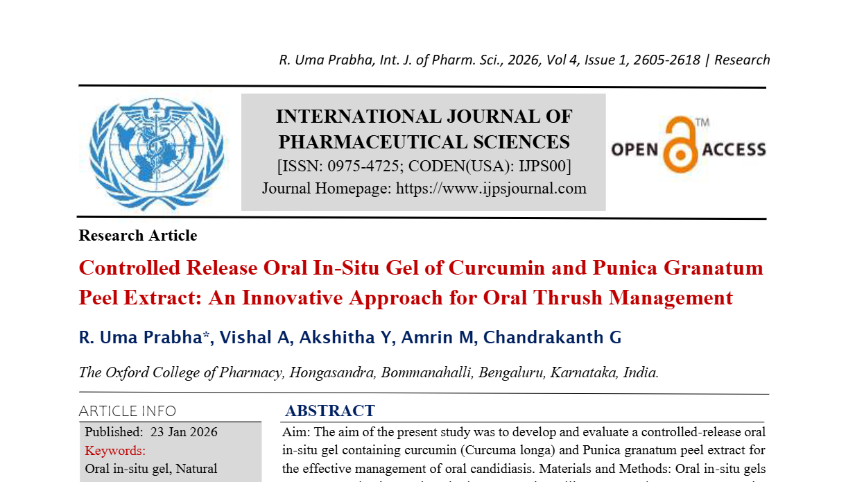 Controlled Release Oral In-Situ Gel of Curcumin and Punica Granatum Peel Extract: An Innovative Approach for Oral Thrush Management