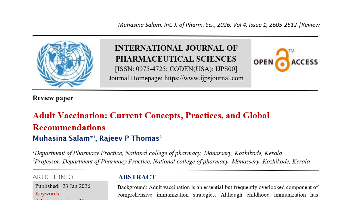 Adult Vaccination: Current Concepts, Practices, and Global Recommendations