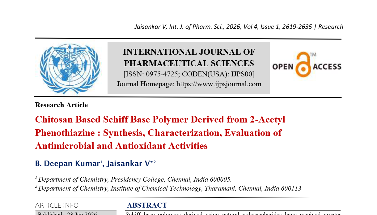 Chitosan Based Schiff Base Polymer Derived from 2-Acetyl Phenothiazine : Synthesis, Characterization, Evaluation of Antimicrobial and Antioxidant Activities