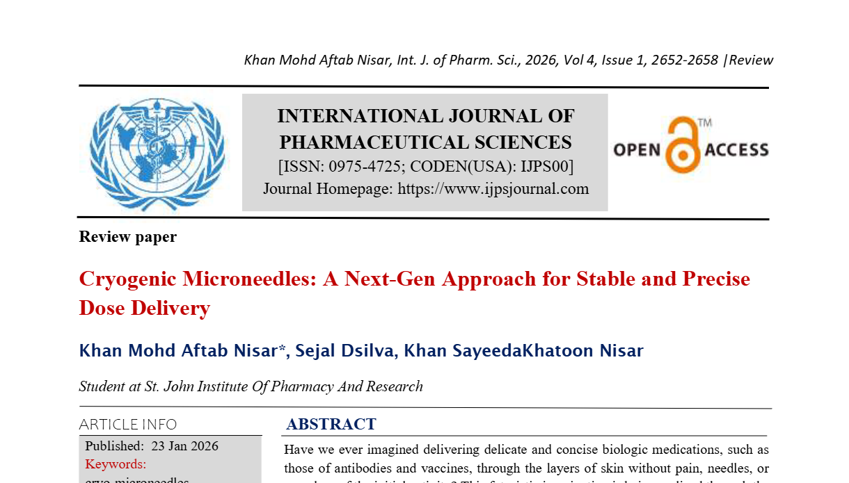 Cryogenic Microneedles: A Next-Gen Approach for Stable and Precise Dose Delivery
