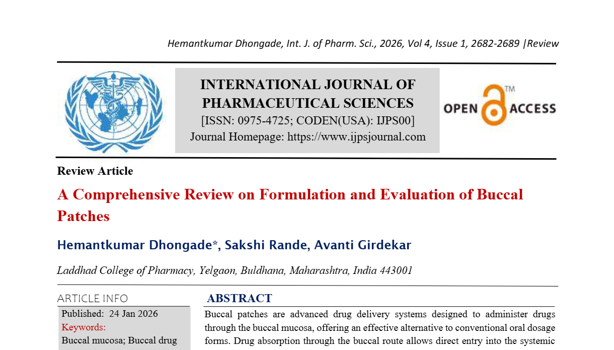 A Comprehensive Review on Formulation and Evaluation of Buccal Patches
