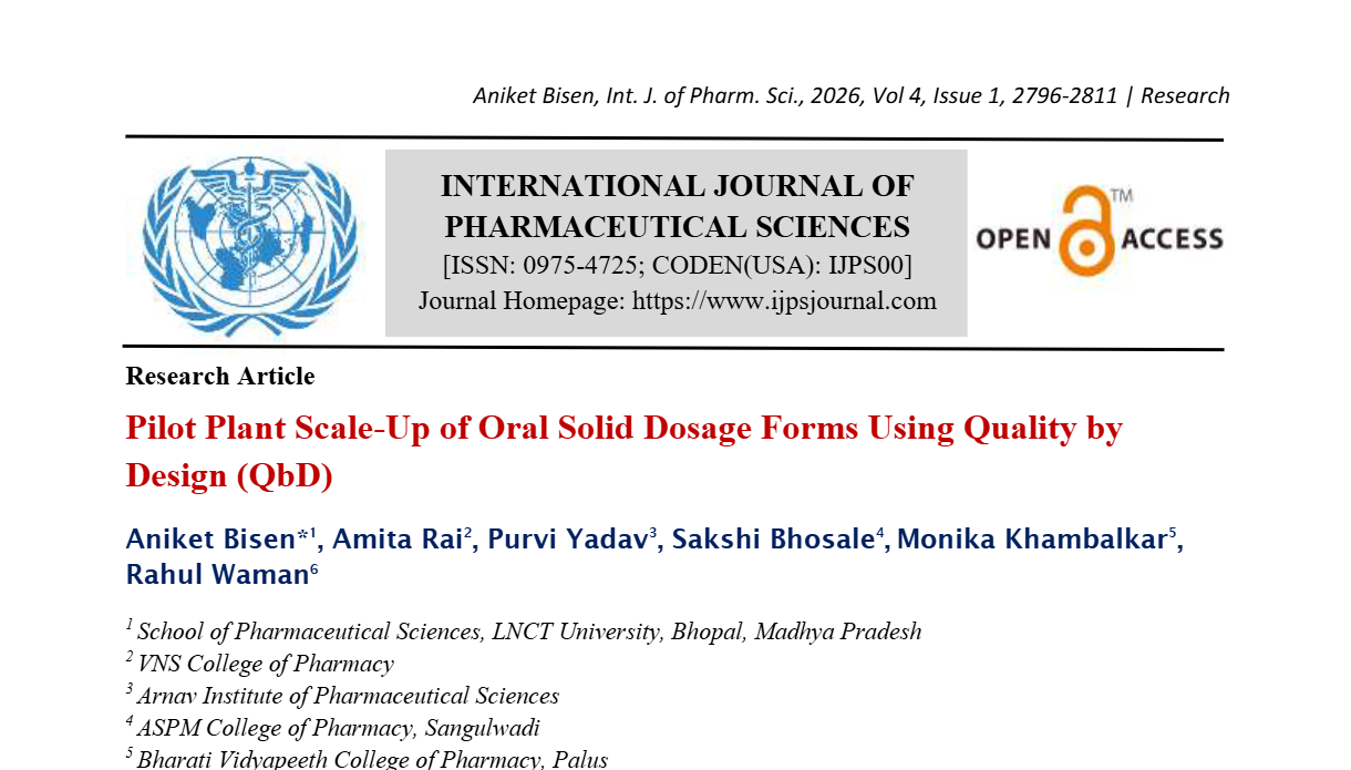 Pilot Plant Scale-Up of Oral Solid Dosage Forms Using Quality by Design (QbD)