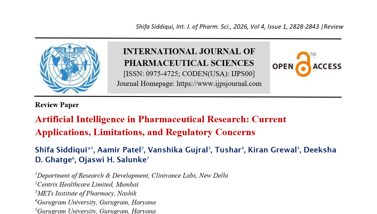 Artificial Intelligence in Pharmaceutical Research: Current Applications, Limitations, and Regulatory Concerns
