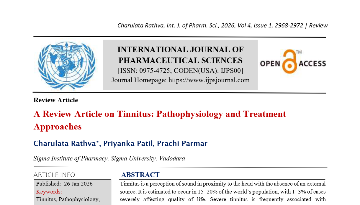 A Review Article on Tinnitus: Pathophysiology and Treatment Approaches